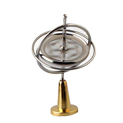 Metal Gyroscope Gyro Desktop Spinner with Stand, String - Silver