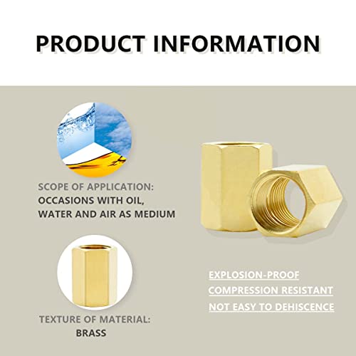 Bwintech 2 Pcs 3/4" Female to 3/4" Female BSP Thread Brass Hex Coupling Connector for Pipe Connecting Conversion - Image 4