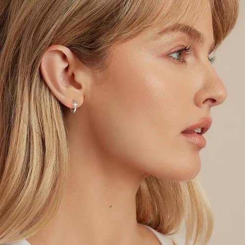 Mini Star Huggie Hoop Earrings for Women 925 Sterling Silver Post 14K Gold Plated Star Small Hoop Earrings for Women3