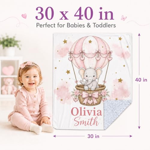 Image of Personalized Baby Blanket for Girls, Custom Nursery Blanket with Name, 30 x 40 Inch Soft Minky Blanket for Baby Toddlers, Newborn Print 11