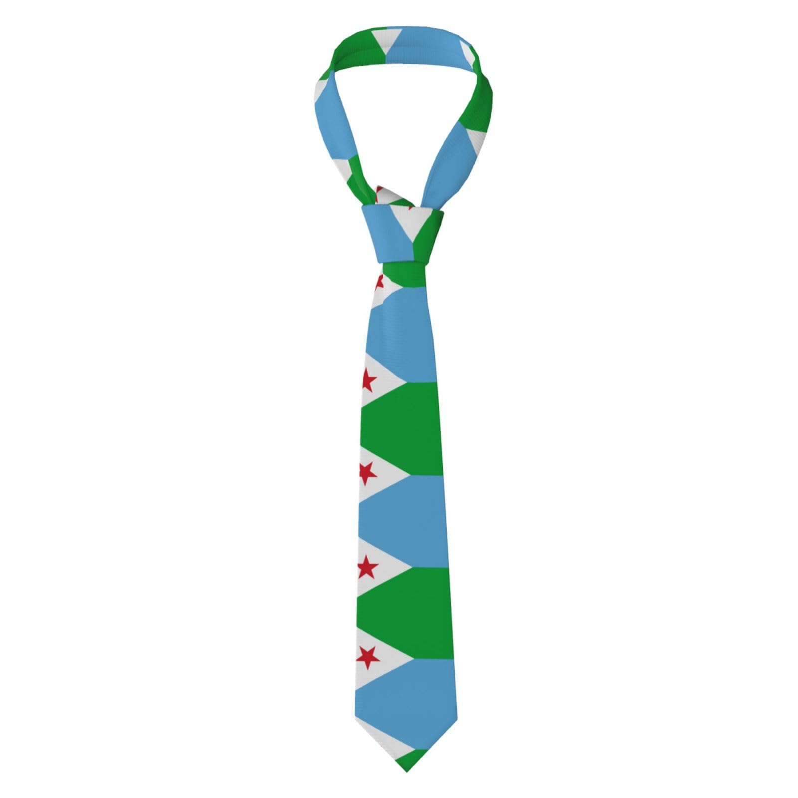 VXXNlnn Elegant Flag of Djibouti Print Men's Neckties – Business & Formal Wear, Adjustable, Perfect for Weddings and Groomsmen