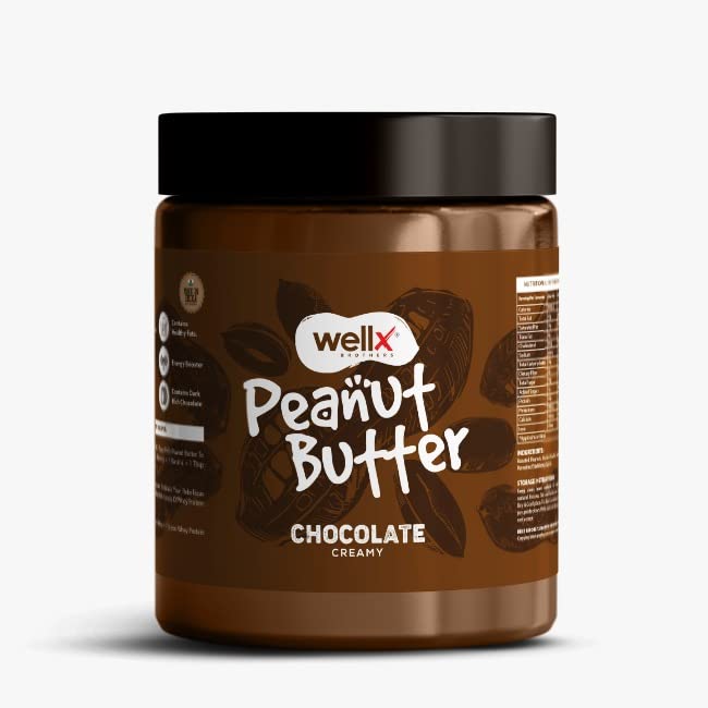 Buy WellX Chocolate Creamy Peanut Butter, Roasted Peanuts & Cocoa