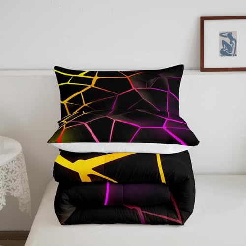 Image of Feelyou Geometric Honeycomb Comforter Set Red Stereoscopic Hexagon Comforter for Kids Boys Girls Beehive Hexagon Bedding Set Geometric Duvet Set Simplistic Room Decor Quilt Twin Size Boys