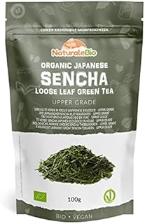 Organic Japanese Sencha Green Tea - Upper Grade - 100g. Sencha Loose Leaf Green Tea Bio, Natural and Pure. First harvest Green Tea Leaves cultivated in Japan. NaturaleBio