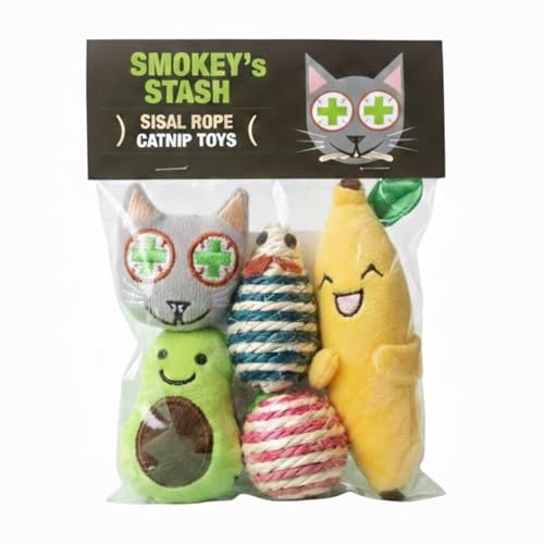 Smokey's Stash Catnip Filled Banana, Avocado, and Smokey Cat Toys