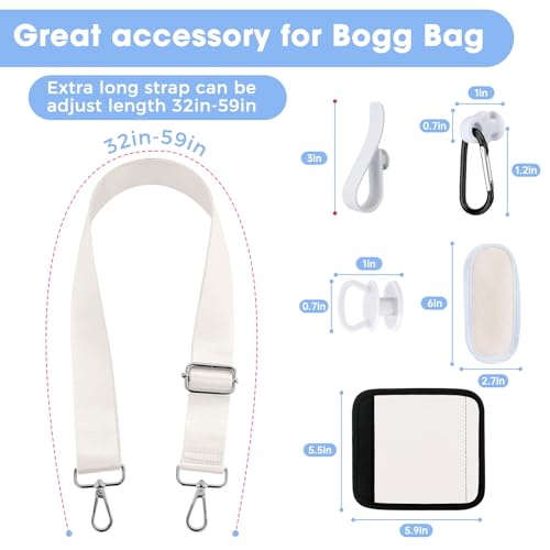 Image of Strap Wrap for Bogg Bag Accessories, Adjustable Shoulder Crossbody Long Strap with Handle Wrap for XL Medium Bog Bag Simply Southern Beach Rubber Tote Bags -White