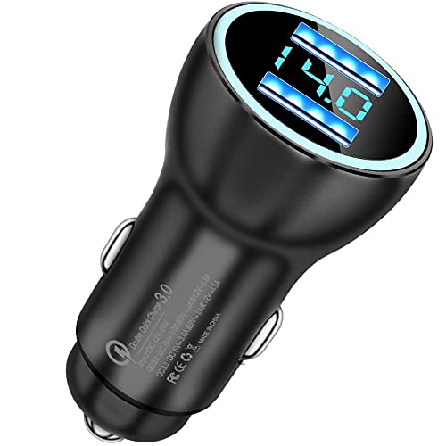 Chargeur Voiture Double USB QC3.0 36W Avec Voltmètre LED - Allume-cigare Métal, Protection Complète (12-24V)
