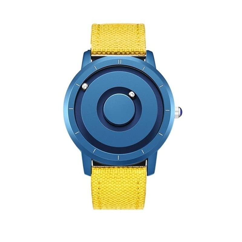 Bracciale in pelle Orologi magnetici creativi Orologi impermeabili da uomo in silicone di lusso al quarzo blu con sfera magnetica