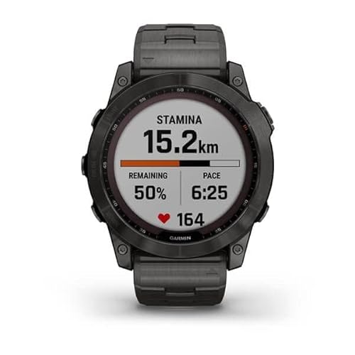 Garmin Fenix® 7X Sapphire Solar Edition Carbon Grey DLC Titanium with Carbon Grey DLC Vented Titanium Band Smartwatch 010-02541-27 - Image 5