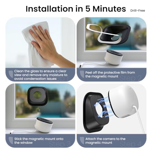 Image of INFIYA 2K Window Camera, 2.4Ghz&5Ghz WiFi Security Cameras, Adjustable View with 18 Tilt Mount, Indoor Outdoor use with Anti-Glare Color Night Vision,24 /7 Recording Cameras for Home Security, 1Pack