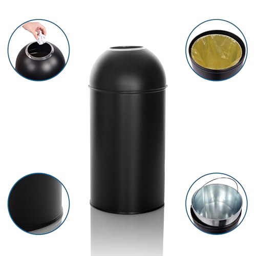 hjh OFFICE Mülleimer 50L CLEAN OR 50 Metall, offener Abfallsammler, Fassungsvermögen 50 Liter, Matt Schwarz, 741011 – Bild 3