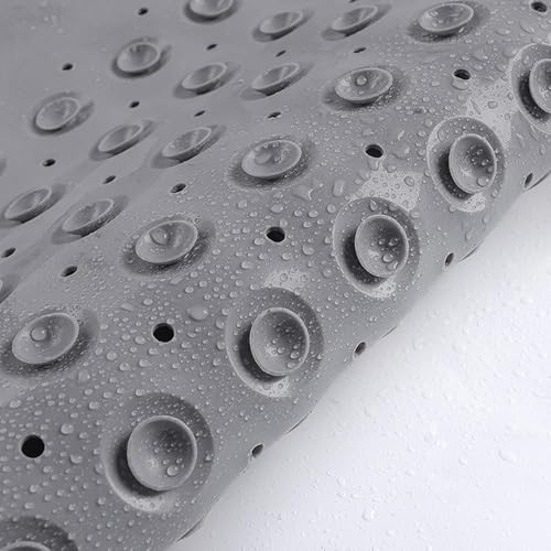 Image of Bathroom Shower Mat Non Slip, Anti Skid Bath Mat with Foot Scrubber & Drain Holes, Waterproof Silicone Bathroom Floor Mat for Bathtub, Shower & Kids Bath Safety (Rectangular)