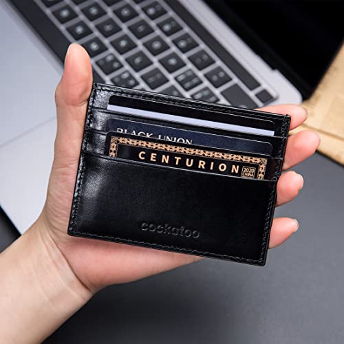 Cockatoo Slim Minimalist Leather Wallet, Front Pocket Wallets Credit Card Holder/Slim Front Pocket Wallet, Card Case Wallet (BLACK/YELLOW)2