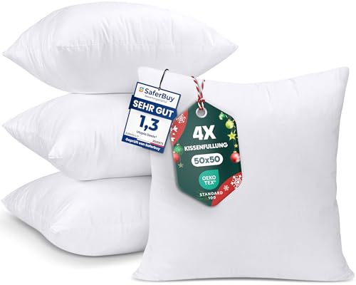 Utopia Bedding 4er Set Kissenfüllung 50 x 50 cm, Innenkissen Füllkissen...