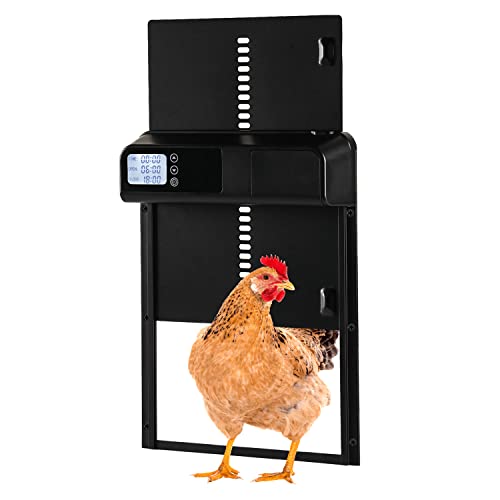 Automatic Chicken Coop Door Battery Powered, Aluminum Chicken Door With Timer, Black #TOP14