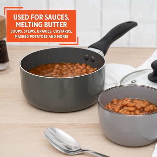 image for IMUSA Gray Ceramic Saucepan 2.0 Qt Nonstick with Cool-Touch Handle, Sm