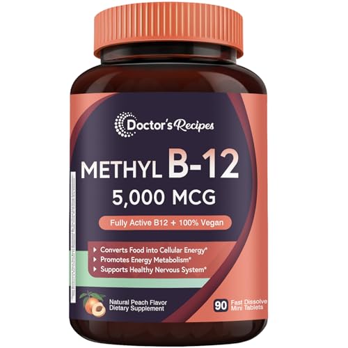 Doctor's Recipes Vitamin B12, Methylcobalamin 5000 mcg 90 Fast Dissolve