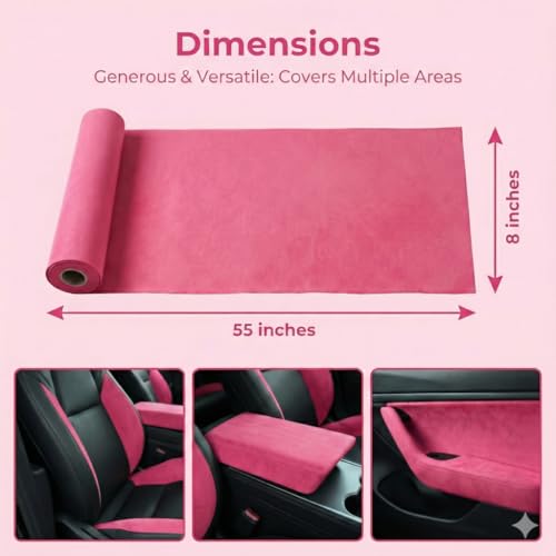 Image of Suede Fabric Wrap - Self Adhesive Film Sticker 8 x 55 Inches Silky Decal Sheet for Car Interior Furniture Upholstery DIY Elastic Stretch Peel and Stick Hot Pink