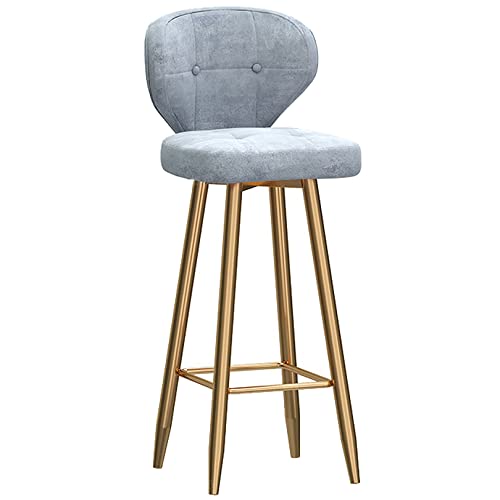 Tabourets de bar en velours gris 65 cm avec dossier en arc pour îlot de cuisine