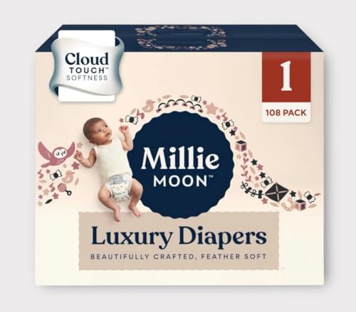 Image of Milli Moon Luxury Diaper - Cloud Soft Comfort, (Size 1 Count -108)