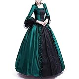 MOOKO Womens Irish Medieval Dress Costume Plus Size Halloween Retro Gown Cosplay Costumes Fancy Lace Long Gothic Dress(B) Green 3X-Large