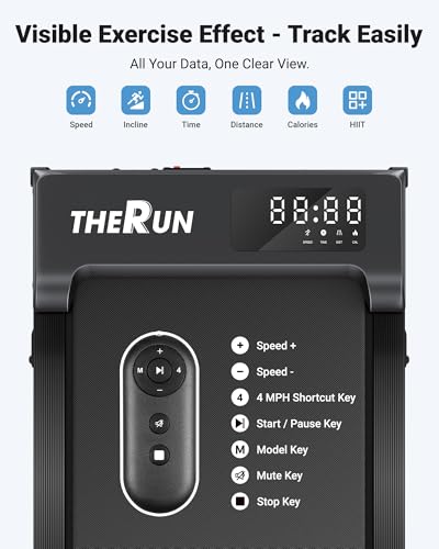 Image of THERUN 8% Walking Pad with Incline,Under Desk Walking Pad for Home Office,2.5 HP APP Walking Pad Treadmill,265 lbs Capacity LED Screen with Remote Control,Portable Large Walking Pad