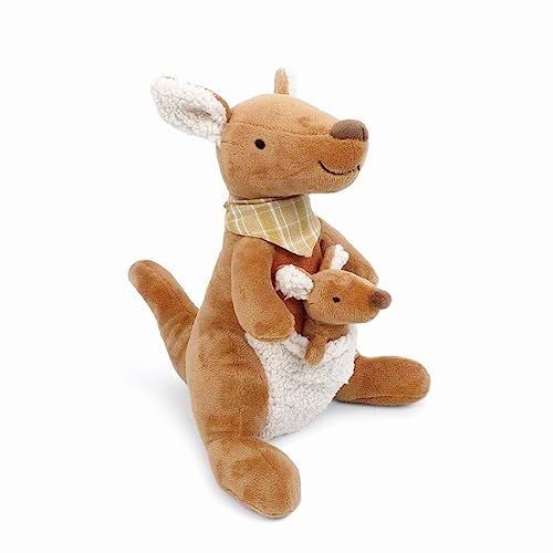 MON AMI Stella Kangaroo Stuffed Animal with Baby Too – 9.5”, Mom and Baby Kangaroo Plush Toy for Newborns, Toddlers, Nursery Room Décor