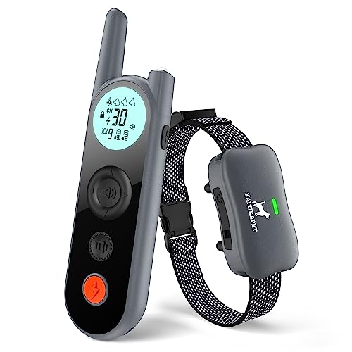 KAIYIKAPET Collier de Dressage pour Chien, Portée de 1200 m, Autonomie en Veille Jusqu'à 185 Jours, avec Mode Vibration, Son, Choc, Adapté Aux Chiens de Petites Moyennes Tailles Gris