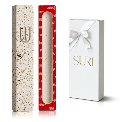 Image of SURI Mezuzah for Door with Scroll - 6 Inch Modern Mezuzah Case with Non Kosher Scroll Included, Fits up to 5 inch Scroll, Easy Adhesive Installation, Gift Box Included