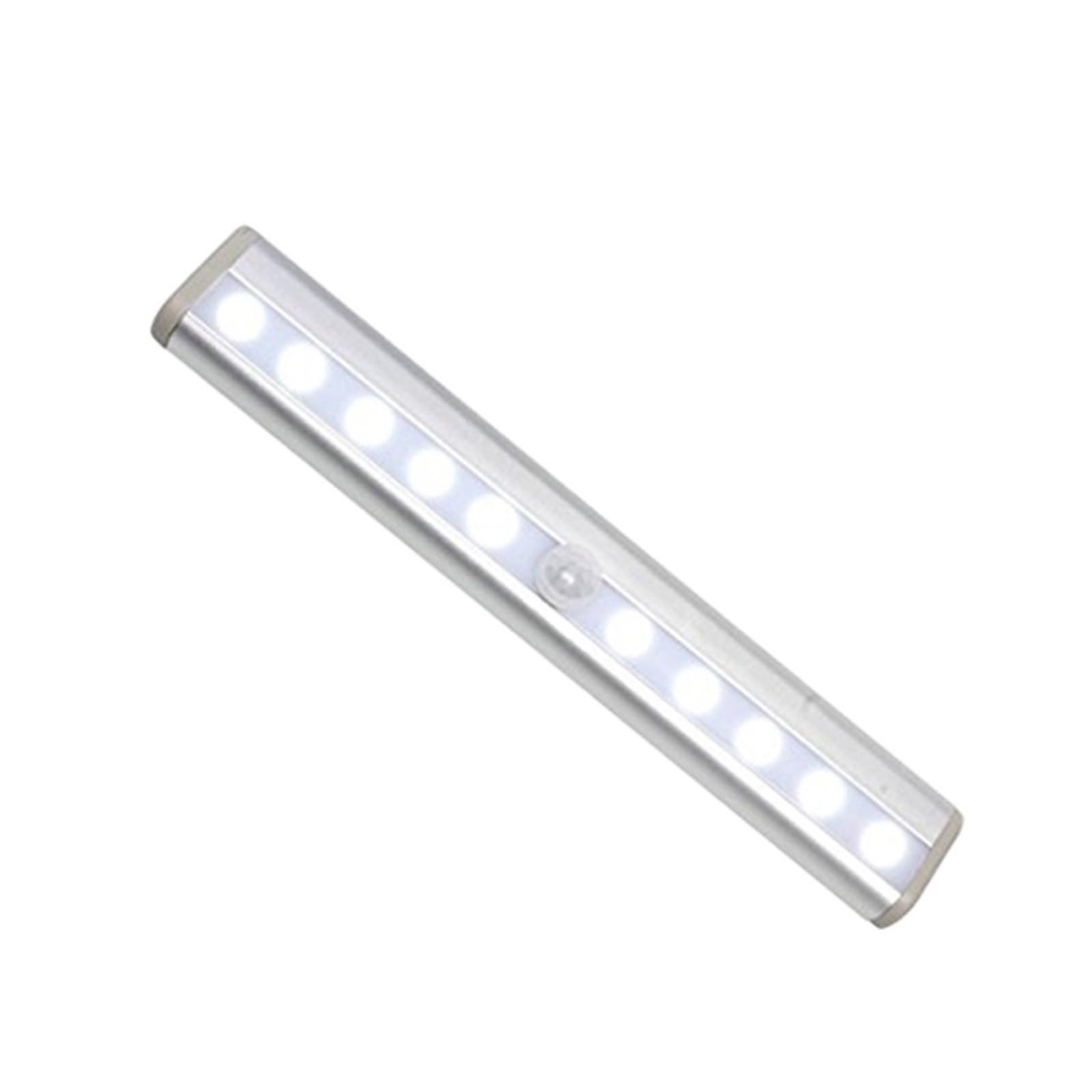 Bewegungssensor-LED-Licht, Aluminiumprofil, 10 LEDs, Induktion, Batteriebetrieben, Beleuchtung For Bar/Küche/Schrank/Schublade/Schrank Bewegungsmelder(Warm White,2pcs)