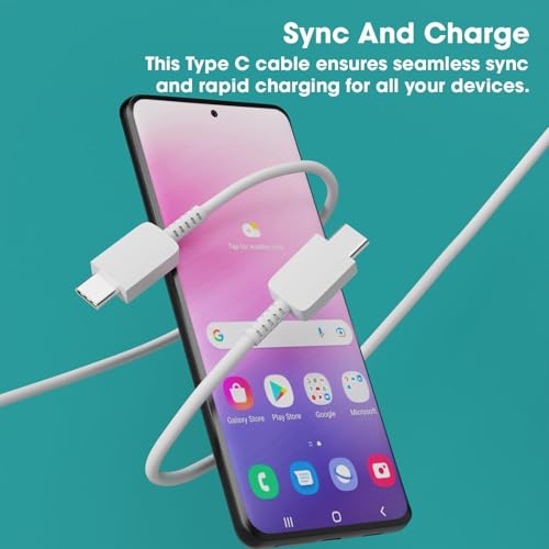Image of Sounce Samsung Type C to Type C, Mobile Data Charging Cable for Samsung Galaxy SuperFast Transfer Power Cable A54 / A15 / A14 / A34 / A23 / F54 / F34 / F23 / F14 / M14 / M34 /M33 /S21 fe /S22 /S23 /S23 Fe 5G /S24