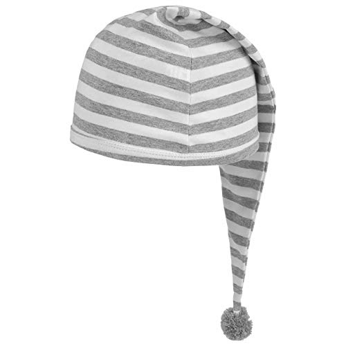 Lipodo Schlafmütze (56 cm lang) - Damen und Herren - Nachthaube aus Baumwolle - Bommelmütze One Size (53-60 cm) - Nachtmütze mit Bommel - Zipfelmütze zum Schlafen für die Nacht hellgrau