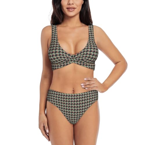 ZTPOWQA England UK Retro London - Conjunto de bikini de dos piezas para mujer, diseño retro de Londres, para playa, piscina, complejo turístico, Negro, XXL