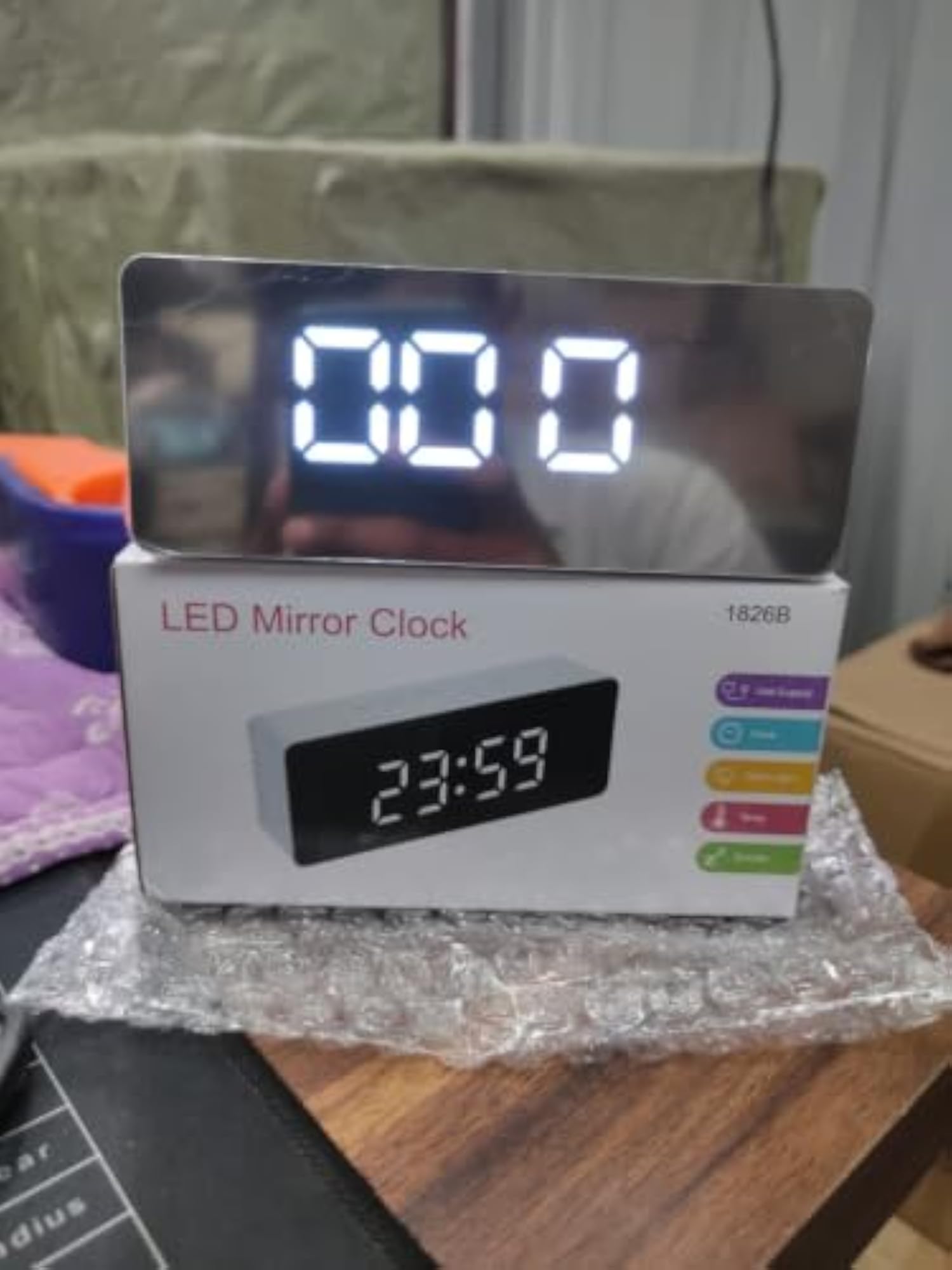 Digital Alarm Clock Smart Desk with Temperature Display