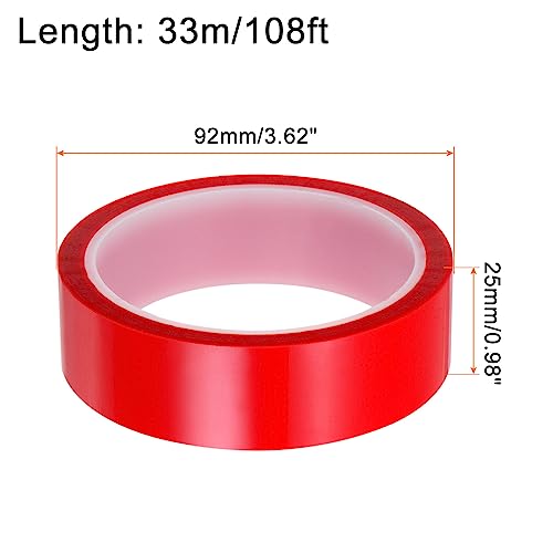Image of HARFINGTON 2 Rolls Heat Tape High Temperature Heat Resistant Tape 25mmx33m(108ft) Sublimation Thermal Heat Transfer Tape for Sublimation Press No Residue, Red