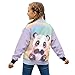 ZFRXIGN Panda Kids Jacket for Girls Boys Size 9-10 Button up Sweater Cardigan Button up School Uniform Baseball Jacket Long Sleeve Pocket T Shirts, Purple