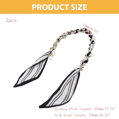 Image of Silk Scarf Purse Chain Strap Handbag Handle Replacement Elegant Bag Decoration for Ladies Bag
