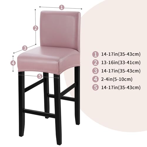 Image of YISUN Bar Stool Covers, Stretch Waterproof PU Bar Stool Slipcover Removable Washable Bar Stool Chair Covers, High Chair Cover with Elastic Bands (Rosy Brown-4 Pack)