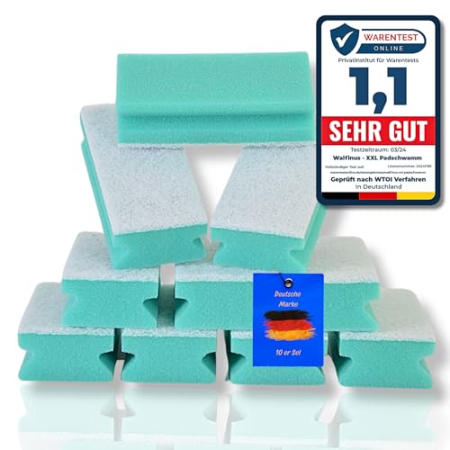 Walfinus Premium XXL 10er Set Kratzfreie Spülschwamm, Putzschwamm, Reinigungsschwamm, Küchenschwamm, zweiseitige, Scheuerschwamm, Topfreiniger, waschbar -60 Grad 15x7x4cm zum wiederverwenden