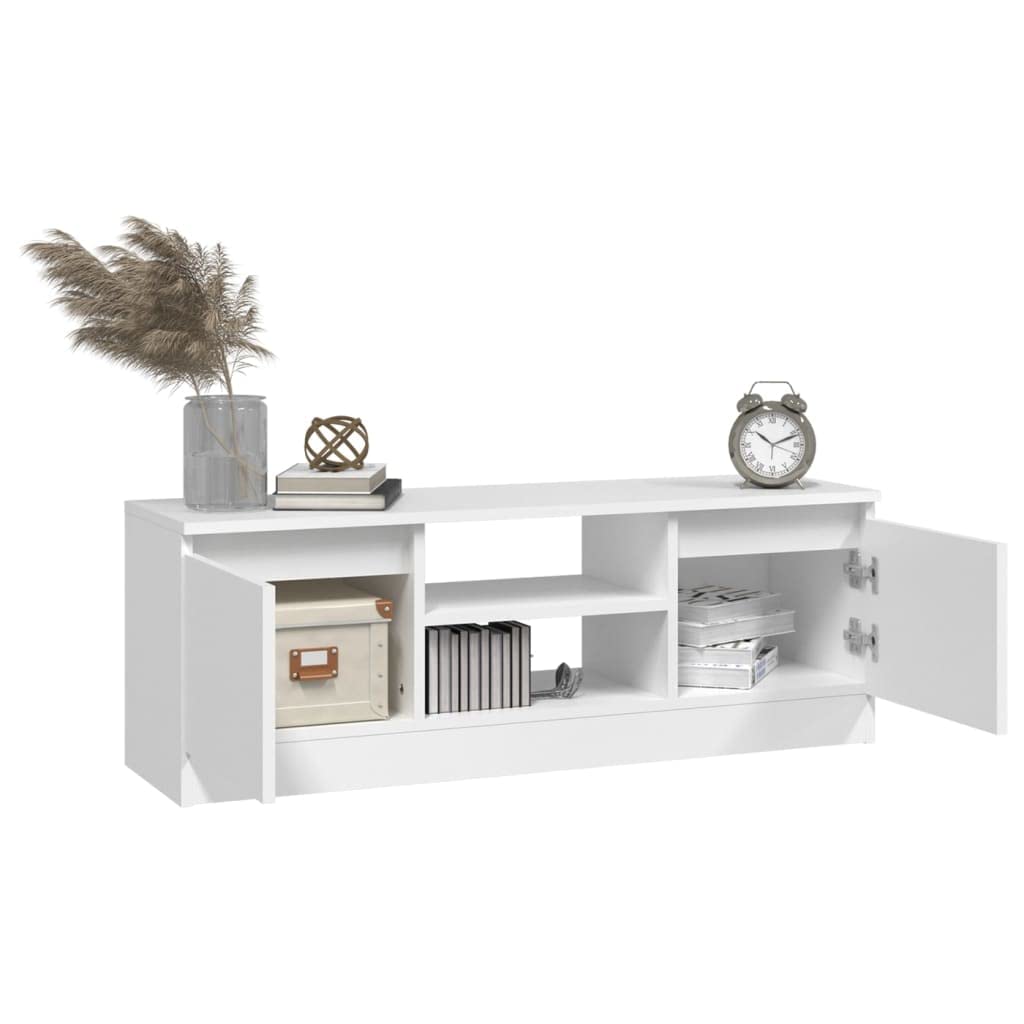 Mobile TV con porta bianca 102 x 30 x 36 cm, classico mobile TV con 2 scomparti e ripiani, robusto materiale in legno, molto spazio per elettronica e supporti multimediali, stabile