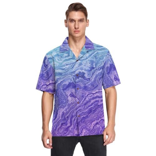 Chemise hawaïenne manches courtes homme indigo motif tourbillon mode