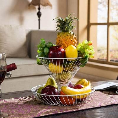 Fruit Basket, 2 Tier Fruit Bowls Holder Kitchen Countertop Storage Display Stand for Fruits Vies Snacks Household Items,Black
