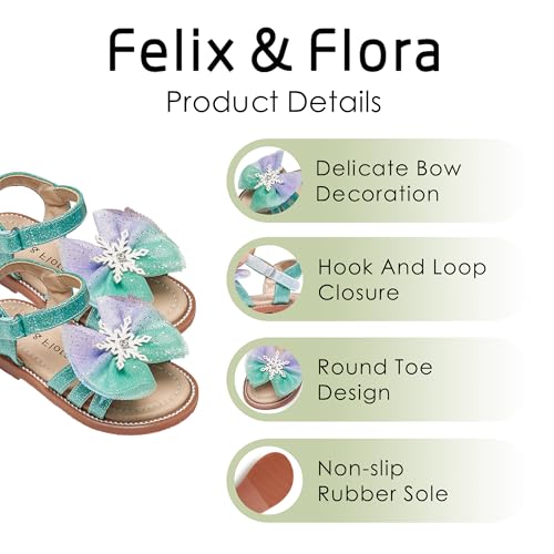 Image of Felix & Flora Toddler Girl Sandals -Flower Girl Dress Shoes Open Toe Little Kid Flats