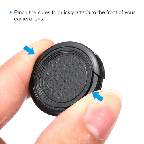 Tapa para lente PATIKIL de 27 mm, paquete de 2 unidades, tapa universal con diseño de pinza lateral para lentes DSLR, color negro, compatible con Nikon, Fujifilm y Pentax miniatura 4