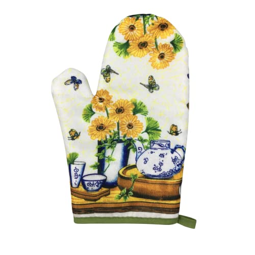The Outdoor Optimist Designer Kitchen Sunflower Dishtowel And Oven Mitts Set, Sunflower Kitchen Decor, Two Tea Towels And Pot Holder Set #TOP2