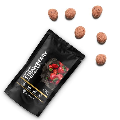 Fresas Liofilizadas en Chocolate - Dulces Mr Fudgesto - Delicia Premium - Sin Azúcar Agregada - Tentempié Saludable - Frutos Secos y Frutas Cubiertos de Cacao - 100g