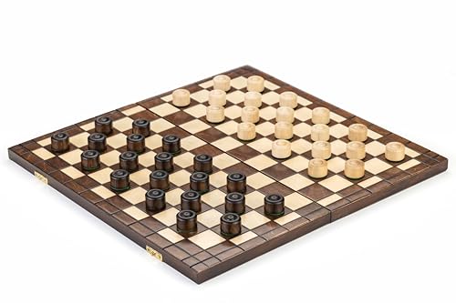 Prime Chess Tabla plegable de madera con 100 cuadrados XL de 40 x 40 cm, juego de damas hecho a mano para niños y adultos