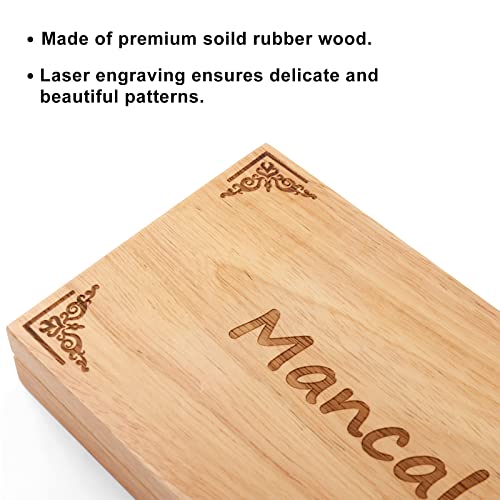 Ceebyfa Mancala Board Game For Kids, Adults & Family. Includes Folding Rubber Wood Board, 48+10 Colorful Mancala Stones & Instruction. Classic & Portable Marble Game For Travel.(Natural Color) #TOP3