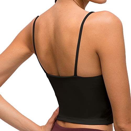 Summer Workout Tops for Women Sports Bras Camisole Crop Padded Tank Tops Cute Cami Shirts Clothes for Teen Girls Black