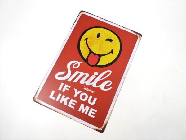 Amazon.co.jp: アメリカン風ブリキ看板 smile if you like me レッド